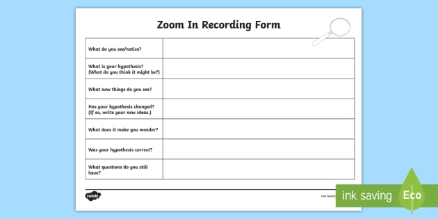 Zoom In Recording Form Worksheet