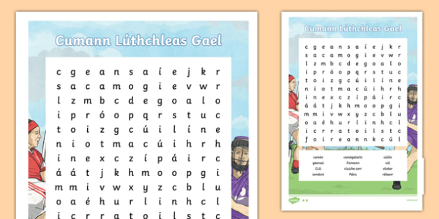 GAA Word Search Irish Gaeilge