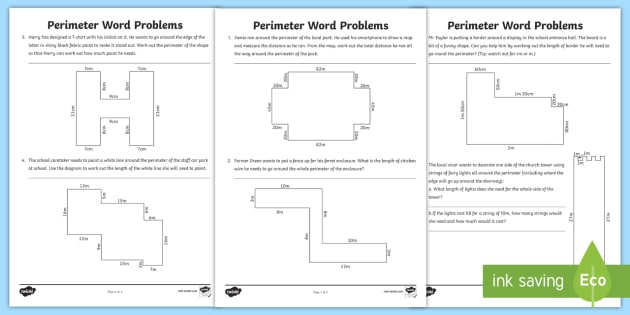 Y4 Perimeter Word Problems Worksheet Activity Sheet Lks2 Calculate