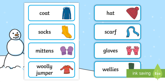 Winter clothes labels (teacher made) - Twinkl