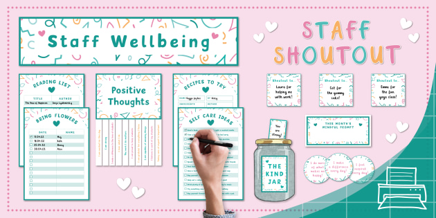 Staff Wellbeing Display Pack Confetti teacher Made 