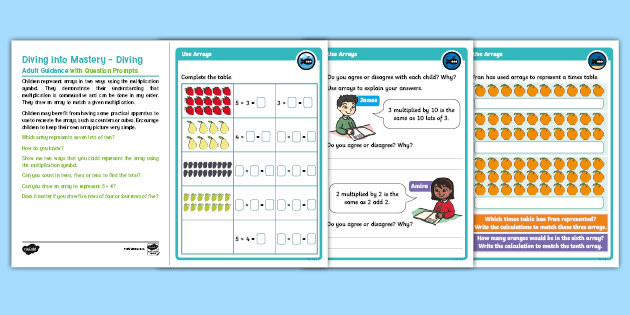 year 2 diving into mastery use arrays activity cards