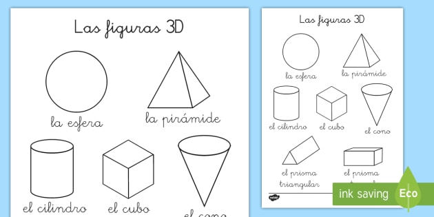 Hoja de colorear: Las figuras 3D (profesor hizo) - Twinkl