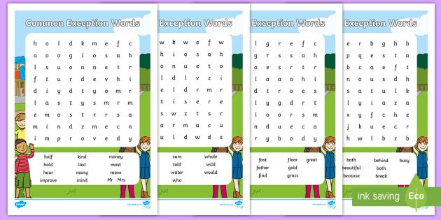 common exception words word search pack english