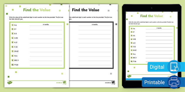 find the value decimals activity teacher made