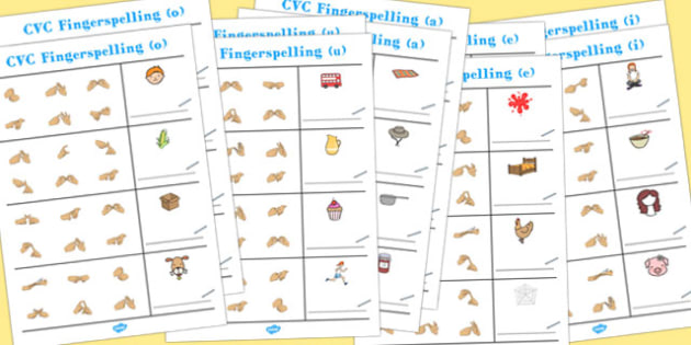 Cvc Spelling Worksheets With British Sign Language Pack Cvc