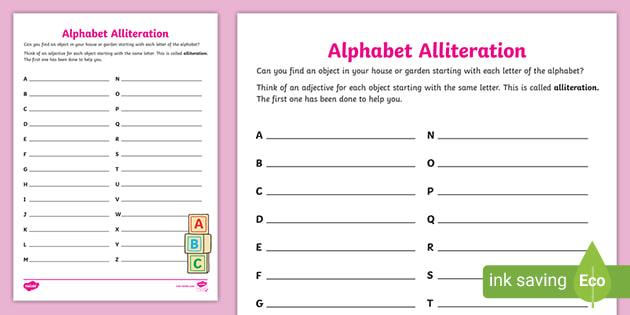 Alphabet Alliteration P4 Home Learning Scavenger Hunt