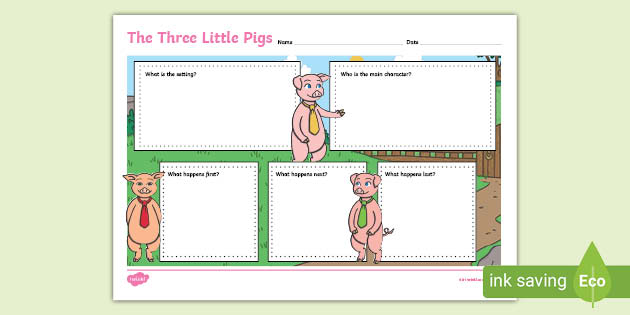 The Three Little Pigs Story Review Writing Frames - story review