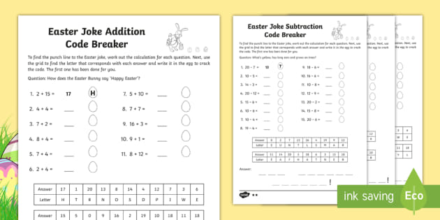 easter maths jokes adding subtracting challenge twinkl