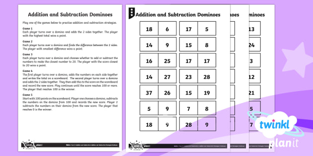 Planit Maths Y2 Addition And Subtraction Strategies Home Learning Tasks