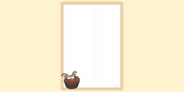 * NEW * Simple Blank Rudolph Cake Page Border | Page Borders | Twinkl