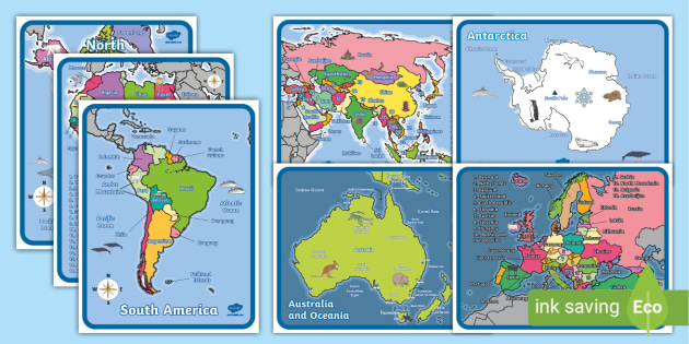 Continent Pictures and Maps Pack - Geography Resources