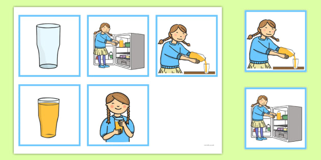 5 Step Sequencing Cards Pouring Juice
