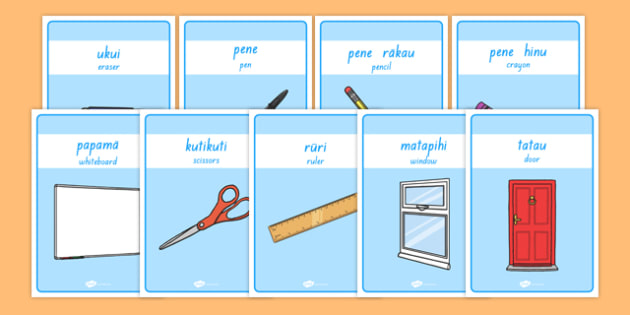 Classroom Equipment Labels Te Reo Māori English Translation