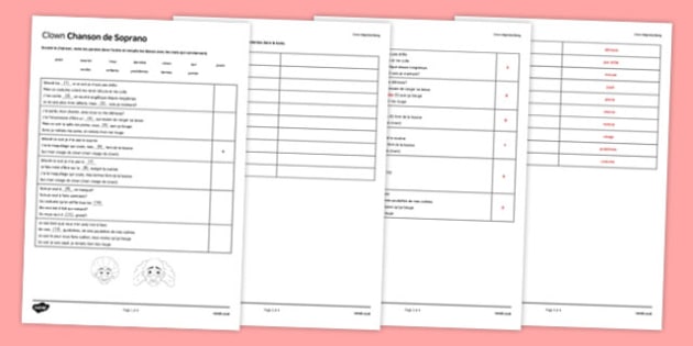 Clown Chanson De Soprano Teacher Made twinkl