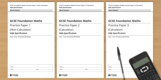 Gcse Maths Specimen Practice Papers 1 2 And 3 Foundation Set B Aqa