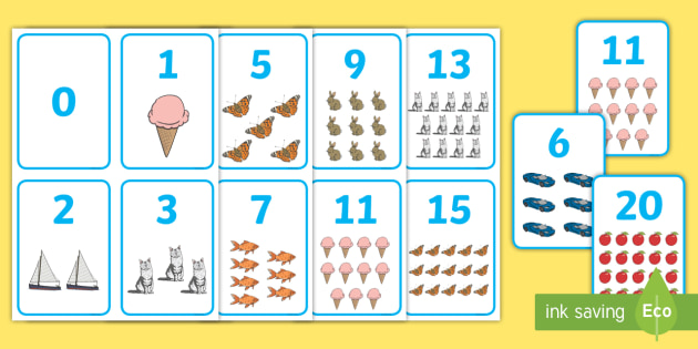 pictures for counting numbers flashcards primary resource