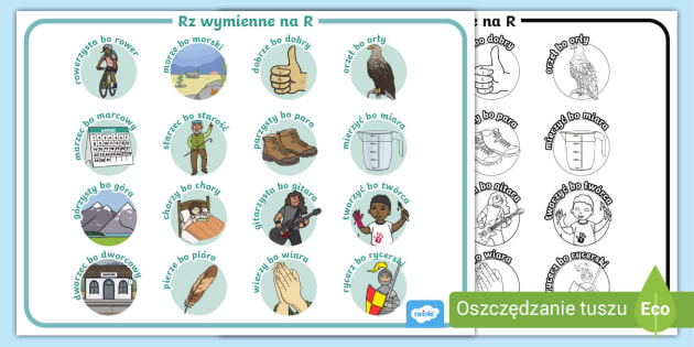 RZ wymienne na R | Plansza obrazkowa (teacher made)