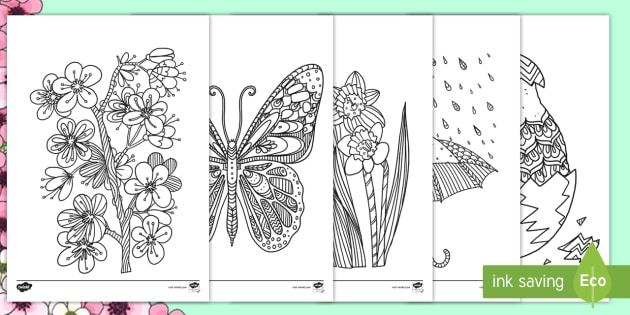 spring mindfulness coloring pages english/spanish