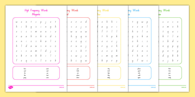 High Frequency Words Word Searches (teacher made)