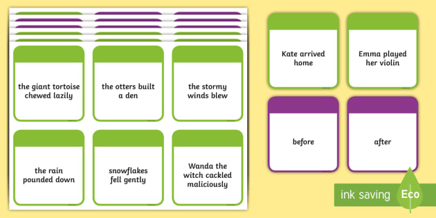 Time Conjunctions Card Game - ESL Time Conjunctions Game