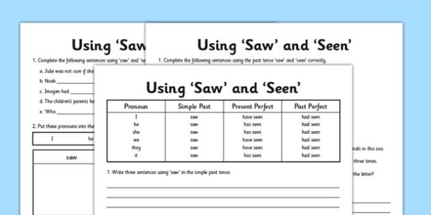 definition of seen vs saw
