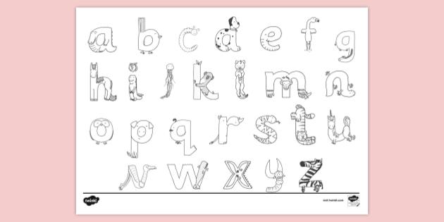 free animal alphabet colouring page colouring sheets