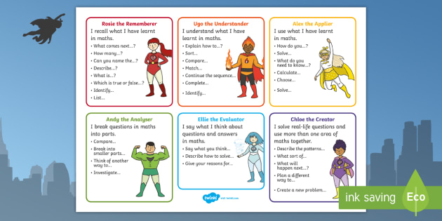 Ks1 Maths Blooms Taxonomy Meet The Bloom Superheroes Desk Mat