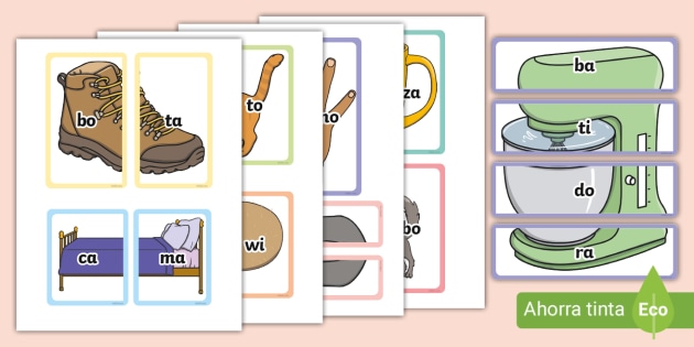 Tarjetas: Rompecabezas de Sílabas