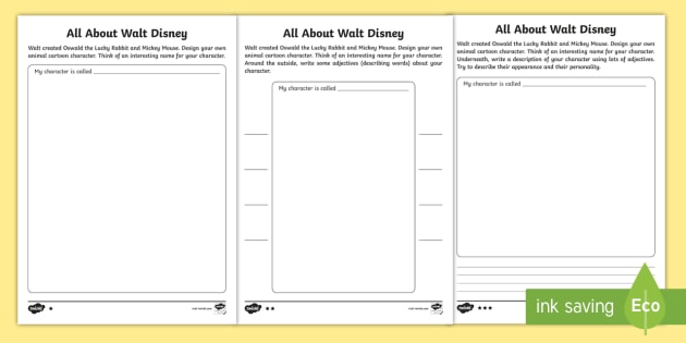 All About Walt Disney Differentiated Worksheets