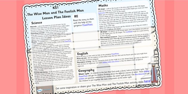 The Wise Man And The Foolish Man Lesson Plan Ideas KS1 - KS1