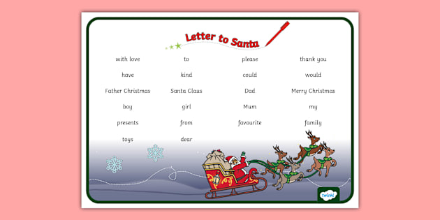 Letter to Santa Word Mat