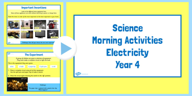 year 4 early morning science activities electricity electric