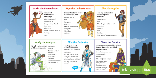 Ks2 Maths Bloom S Taxonomy Meet The Bloom Superheroes Desk Mat