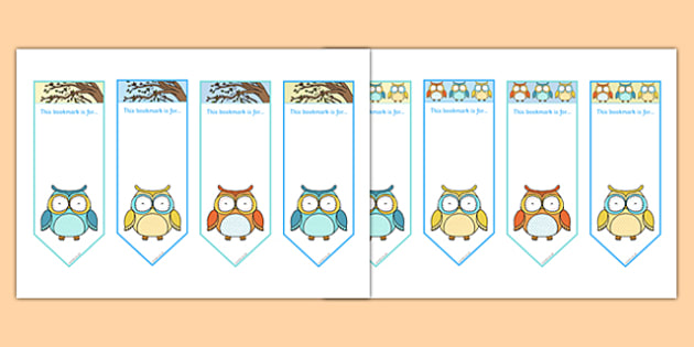 Owl Printable Bookmark Templates Teaching Resources