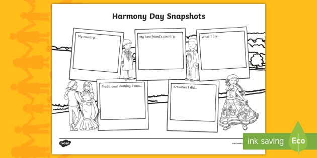 Harmony Day Snapshots Worksheet (teacher made)