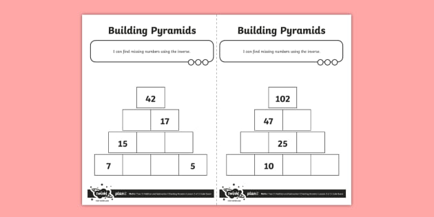 Blank Maths Pyramid Worksheet / Worksheet - Addition and Subtraction