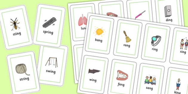 Final 'ng' Sound Playing Cards (teacher made)