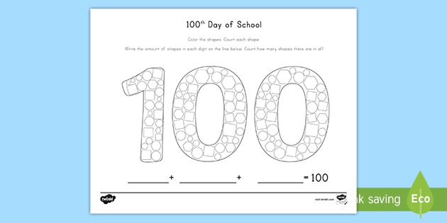 100th Day Of School I Can Color And Count To 100 Worksheet Activity Sheet