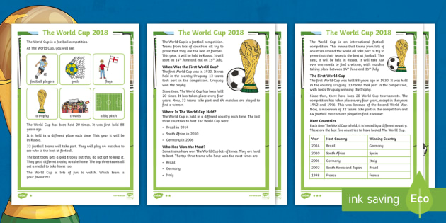 KS1 The World Cup 2018 Differentiated Fact File