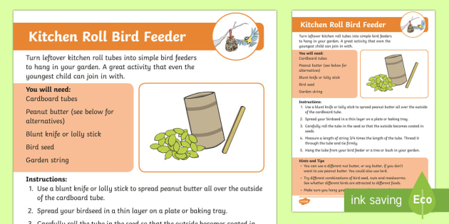 Cardboard Kitchen Roll Feeder Craft Instructions