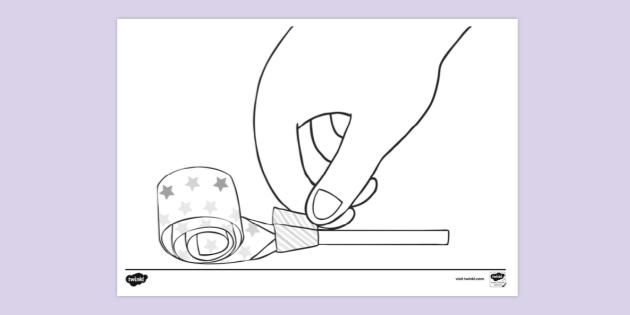 FREE! - Party Blower Craft Instructions Step Seven Colouring Sheet