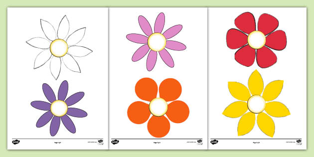 Cut-Out Flower Outline Template - Seasons - Spring - Twinkl
