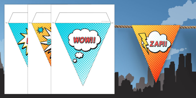 Superhero Bunting For Birthday Party Primary Resources