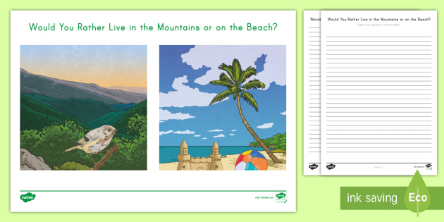 Beach Or Mountain Opinion Writing Prompt Teacher Made