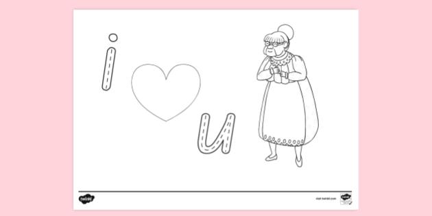 Free I Love You Grandma Colouring Page Teacher Made