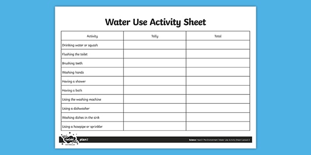 water use survey worksheet worksheet