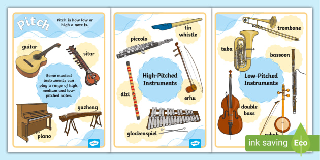lanzar Albany pase a ver 👉 KS1 Pitch Musical Instrument Information Posters