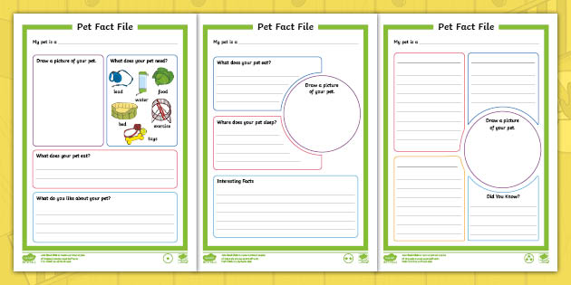 Formidable Sid Pet Fact File Writing Frames (teacher made)