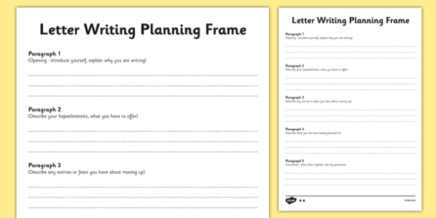 Transition Letter Writing Differentiated Planning Frame Year 6 To Year 7